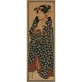 thumbnail image 2 of Keisai Eisen 11x24 Gold Ornate Framed and Double Matted Museum Art Print Titled - Neko Odaku Musume (1843), 2 of 4