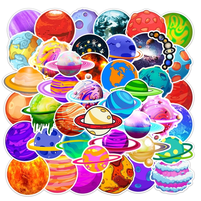 Pegatinas Space Universe Planet de vinilo impermeables, 50 unidades