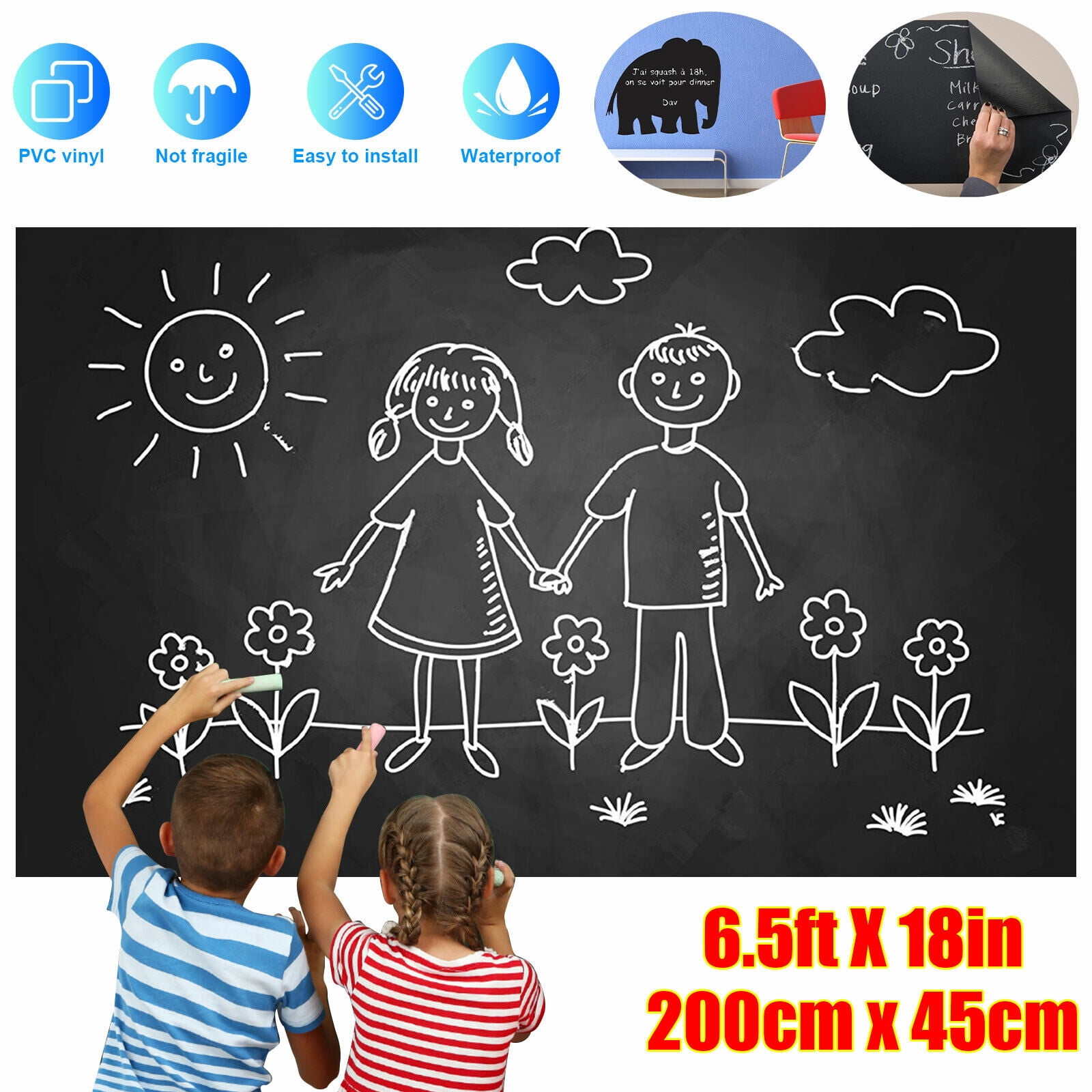 Large Chalkboard Vinyl Wall Sticker Blackboard Removable Home Paint
