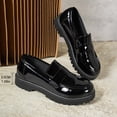 thumbnail image 5 of Miluxas Women's Fashion Loafers, Patent Leather Loafers, Thick-Soled Loafers, Slip-on Loafers, Simple Casual Flat Shoes Black 7(39), 5 of 8