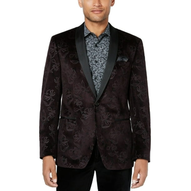 Tallia - Mens Suit Jacket Burgundy Floral Velvet Slim Fit 40R - Walmart ...