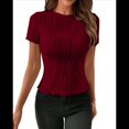 thumbnail image 2 of Camiseta de Verano para Mujer, Corta, Cuello Redondo, Color Vino Tinto XXL, 2 of 10