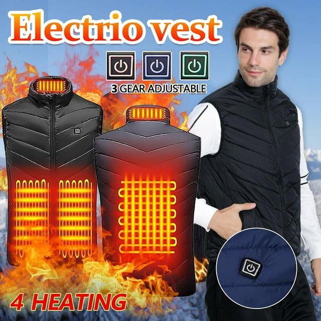 jsaierl Gilets Chauffants Hommes Femmes Grande Taille Vêtements de Randonnée Extérieurs Veste Chauffante Électrique Rechargeable Chasse Réchauffeur de Corps Vêtements Chauffants