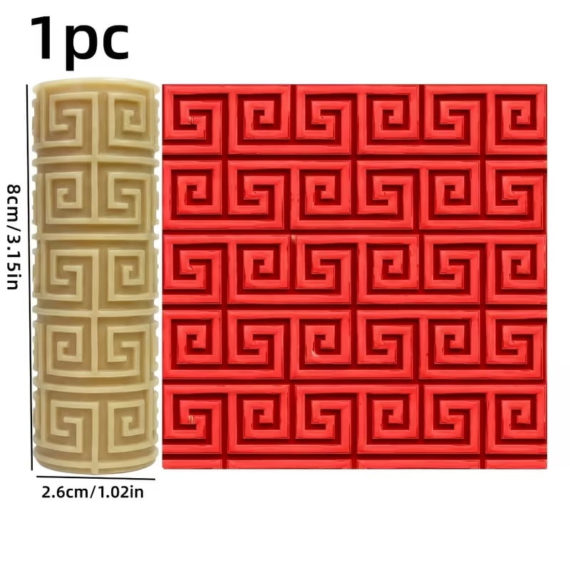 Greek Palindrome Textured Embossing Roller - Polymer Clay Texturing Tool for Ceramics, Sculpture and Art Design