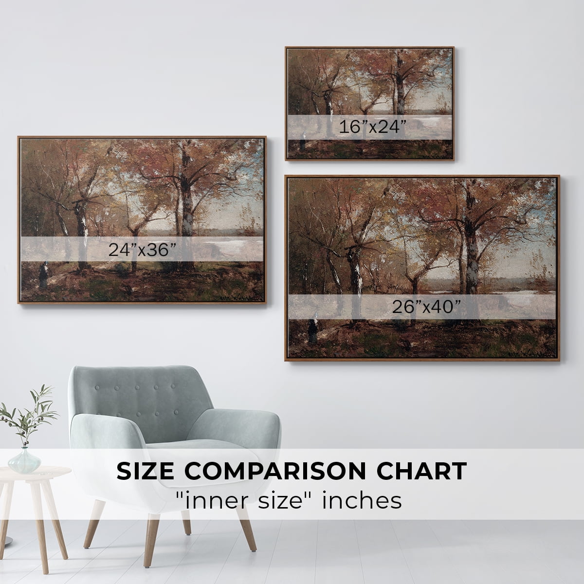 Vintage Landscape-CCXXVII By Wexford Home Framed in Walnut Wood Gallery Wrapped Canvas 17 in. x 25 in.