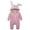 Pink, variant on Kids One-piece Solid Color Adorable Rabbit Ear Hooded Zipper Jumpsuit for Boys Soft Baby Romper Outfit with Cozy Design Size:9-12 Months
