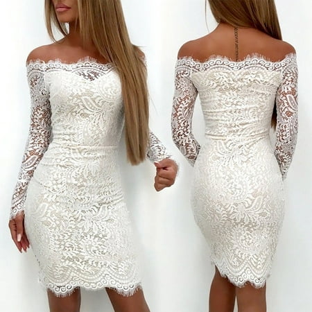 Womens Bodycon Bandage Evening Party Dress Ladies Formal Wedding Lace