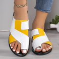 thumbnail image 3 of oqasdz Slippers for Women Fashion Open Toe Flat Slippers Soft Elegant Thin Strap Low Heel Patchwork Color Sandals for Summer Casual,White, 3 of 4