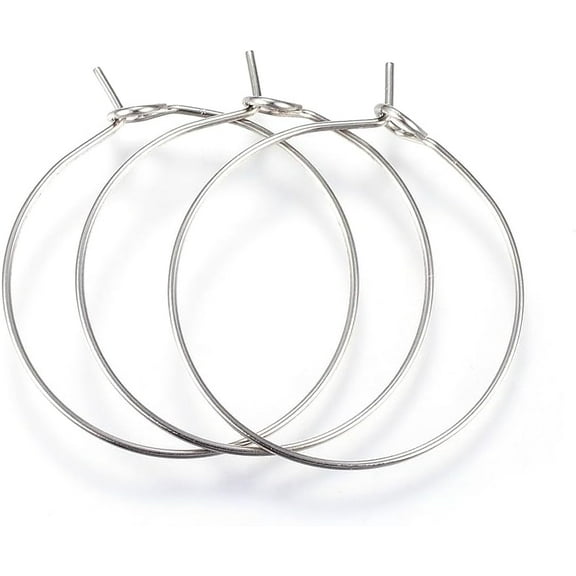 20Pcs Wine Glass Charm Rings Stainless Steel Open Earring Charming Hoop Earring Findings Hoops for Birthday Party Favors Family Gathering Wine Tasting Decorations