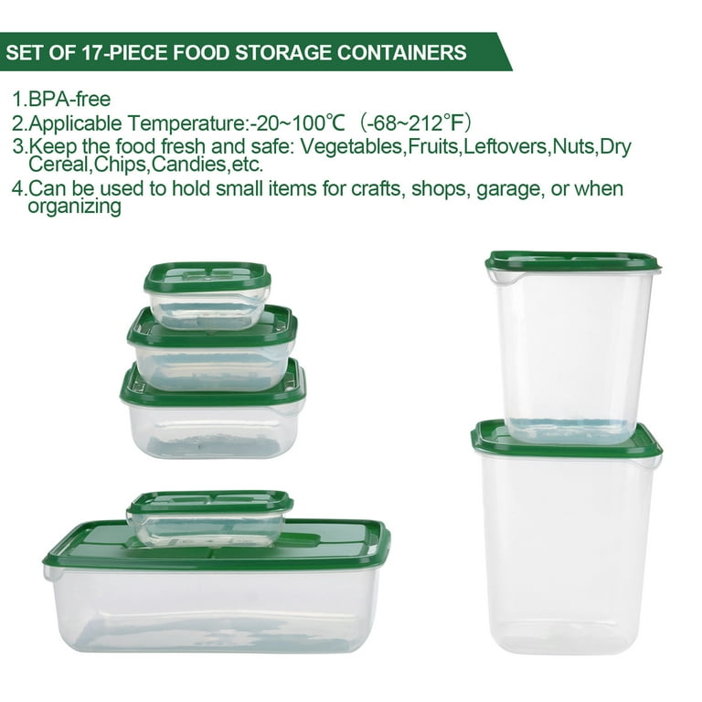 17Pcs Food Storage Container with Lids Stackable Food Storage Box