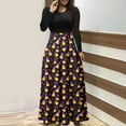 thumbnail image 2 of Maxi Dresses for Women Long Sleeve Printed Patchwork Dress High Waist Fall Casual Flowy A Line Party Dress, 2 of 5