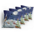 thumbnail image 5 of Ambesonne Christmas Throw Pillow Cover 4 Pack, Winter Landscape, 18", White Blue, 5 of 7