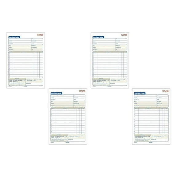 Purchase Order Books 2-Part Carbonless - 5-9/16 x 8-7/16", 50 Sets (DC5831) - 4 Pack White/Canary - Business Forms for Invoices, Receipts, Record Keeping