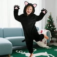 thumbnail image 4 of Kids Animal Onesie Pajamas Black Cat/Leopard with Hood and Paw for Halloween Christmas Party Homewear, 4 of 7