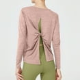 thumbnail image 2 of Spandex Workout Tops for Women Fashion Twist Split Open Back Crewneck Shirts Long Sleeve Loose Gym Yoga Clothes (S, Pink), 2 of 7