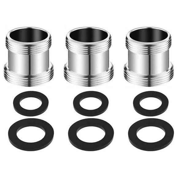 MYG Faucet Adapter Set 3PCS M22 to M24 Male Connector for Sink Faucet Garden Hose Water Filter Sprayer Chrome Plated Copper Alloy with Rubber Rings Leakproof Durable