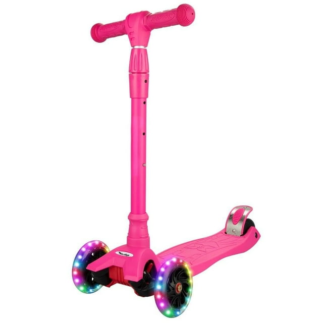 Yiwa Trottinettes pour Enfants de 3 à 5 Ans, Trottinette à Pousser pour Garçons Filles Tout-Petits, 4 Hauteurs Réglables, Roulement AEBC-9, 3 Roues Lumineuses, Inclinaison pour Diriger, Activités Extérieures pour Enfants de 3 à 12 Ans