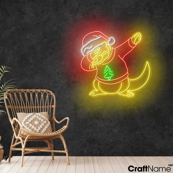 Craftnamesign Otter Xmas Neon Sign, Animal LED Light Wall Art Christmas Home Decor