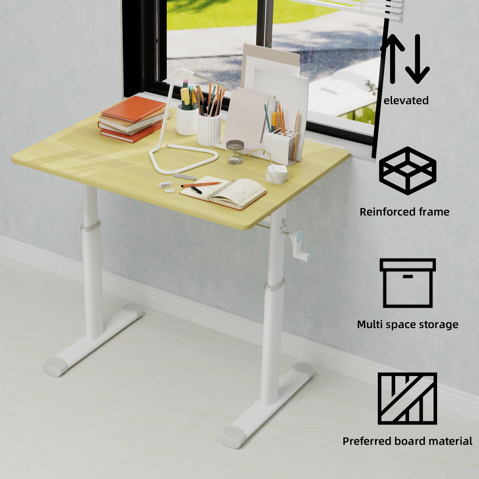 Adjustable Study Desk for Children and Adults, Height-Adjustable, Multifunctional Home Office Desk, Compact Design, 60x80cm