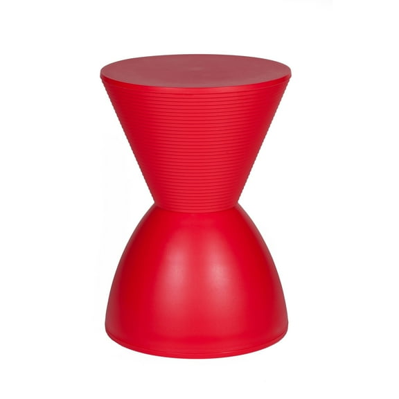 Benjara Hillary 17" Side Table- Indoor Outdoor- Hourglass Shape- Red Finish