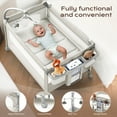 thumbnail image 5 of Babyomi Baby Bassinet with Changing Table, 5 in 1 Baby Bassinet Bedside Sleeper with Quick Collection Function and Storage Basket, Toys, Mosquito Net for 0-24 Months, Beige, 5 of 6