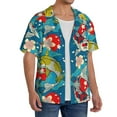 thumbnail image 2 of Pofeuu Japanese Koi Print Mens Casual Short Sleeve Shirts Beach Summer Spread Collar Pocket Tops Men's Casual Short-sleeved Shirt-X-Large, 2 of 5