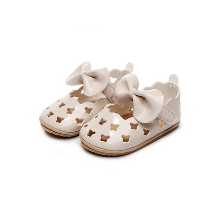 

SIMANLAN Girls Durable Round Toe Flats Indoor Outdoor Comfort Bow Decor Toddler Shoes Baby Walker Wear Resistant Flat Loafers