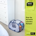 thumbnail image 7 of Smart Design Deluxe Mesh Pop Up Square Laundry Basket Hamper with Side Pockets and Handles- Holds 2 Loads - 17 x 14 inch - Blue, 7 of 7
