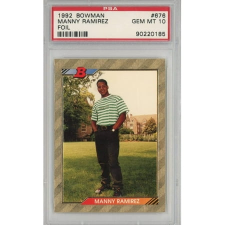 

Graded 1992 Bowman Manny Ramirez #676 Foil Rookie RC Baseball Card PSA 10 Gem Mint