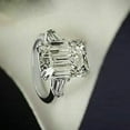 thumbnail image 2 of Three Stone 2.50CT Emerald Cut Simulated Diamond Women's Wedding Ring 14K White Gold Plated Silver, 2 of 3