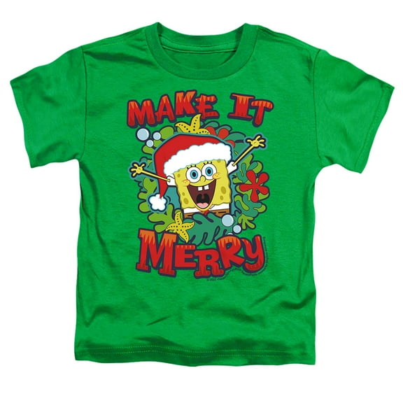 Spongebob Make It Merry Christmas Kids T Shirt for Youth Toddler Boys and Girls