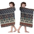 thumbnail image 4 of Boho Blue Elaborate Ethnic Pattern Hooded Bath Towel，50"x30" for Ages 3 To 12 Kids, Quick Dry Lightweight Soft Microfiber Hood Beach Towel Cover Up for Kids, 4 of 7