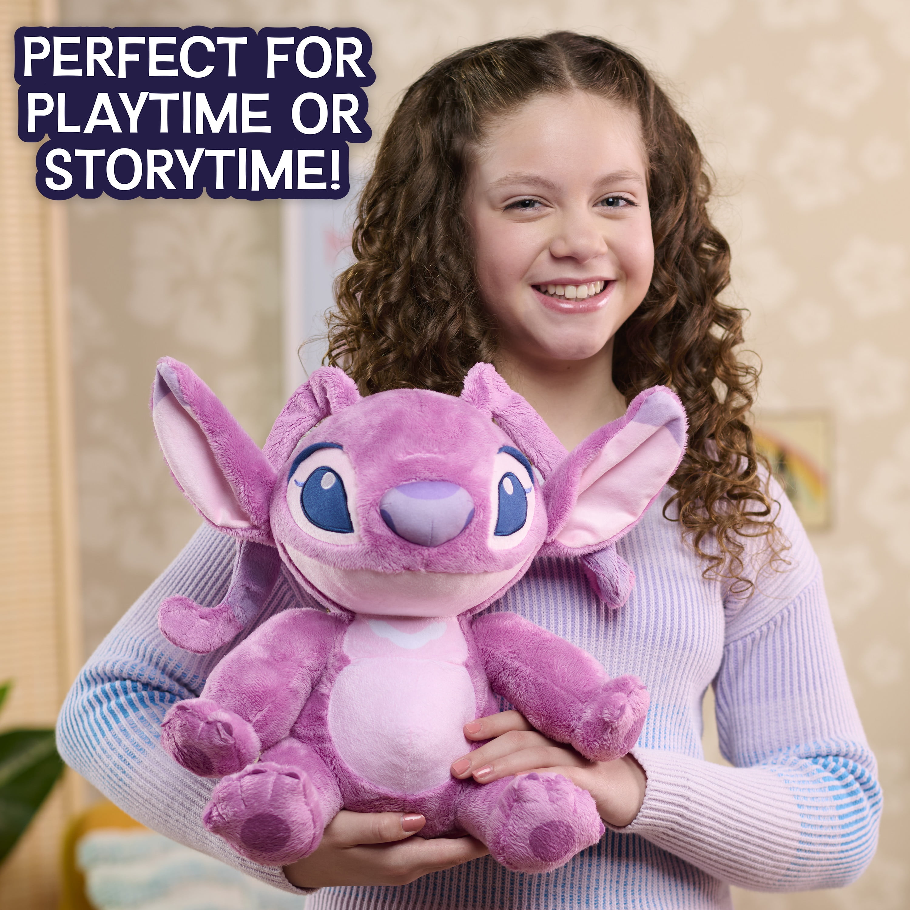 Disney Stitch 14-inch Fuzzy Angel Plush Stuffed Animal, High Quality Soft Plush Toy, Kids Ages 2+