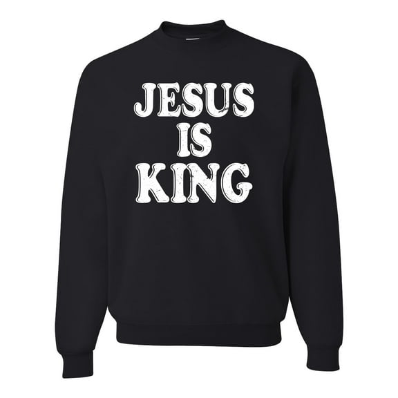 Jesus Is King Bible Scripture | Mens Christian Crewneck Graphic Sweatshirt, Black, Small