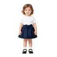 thumbnail image 4 of Fgnfyis Girls School Uniform Skirt Soft Pleated Solid Color A Line Elastic Waistband Toddler Bowknot Skirts for Girls Navy 2-3 Years, 4 of 5