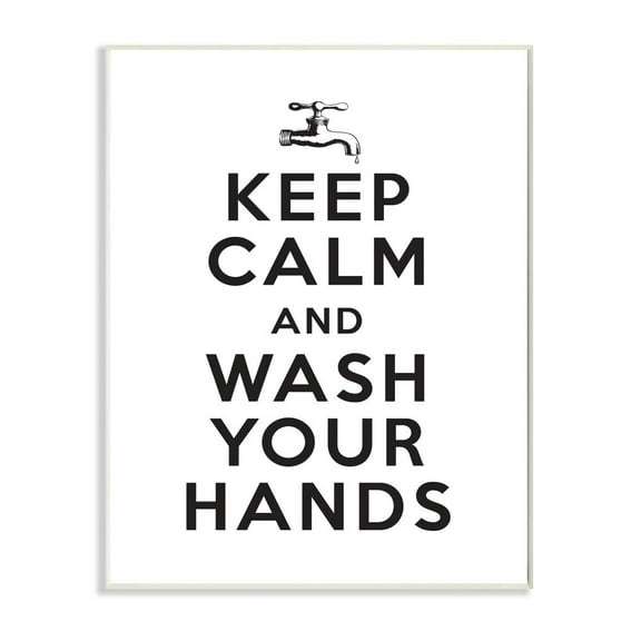 Stupell Industries Keep Calm and Wash Your Hands Phrase Bathroom Clean Wall Plaque Design by Lettered and Lined