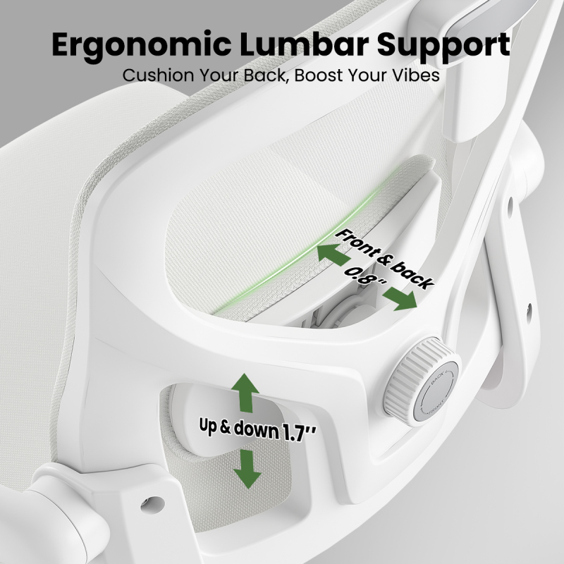 Ergonomic Office Chair, Home Office Desk Chair with Headrest, High Back Computer Chair with Armrests and Adjustable Lumbar Support for Home Office Study Room, White & Khaki