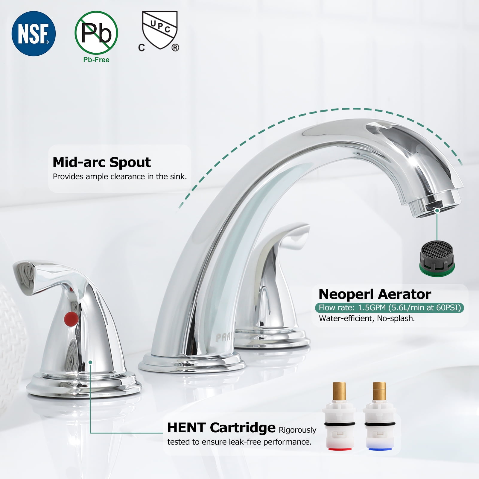 PARLOS 2-Handle Widespread Bathroom Sink Faucet, Chrome