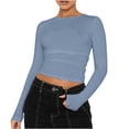 thumbnail image 1 of AherBiu Crop Tops pour Femmes Manches Longues Sexy Ajusté Extensible Chemises Automne Confortables Sorties Tee Tops, 1 of 4