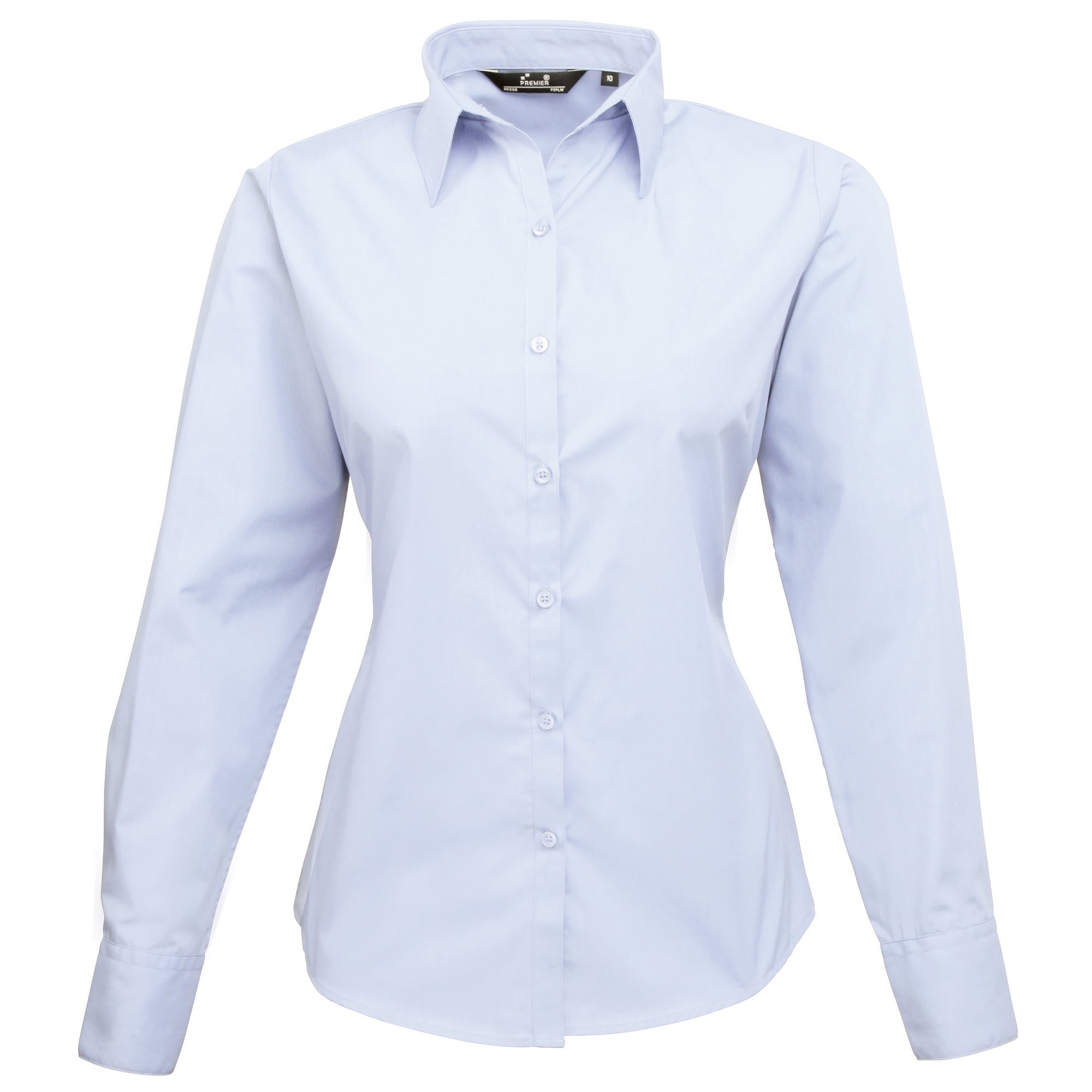 Premier Womens Poplin Long Sleeve Blouse Plain Work Shirt