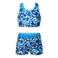 thumbnail image 1 of YONGHS Kids Girls Sports Dance Outfit Y-Shaped Back Crop Tops with Booty Shorts Set A Blue 8, 1 of 7