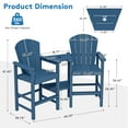 thumbnail image 2 of JUSTLET Larger Size Tall Adirondack Chair Set of 2 with Double Connecting Tray, HDPE Weather Resistant Patio Bar Stools, Dark Blue, 2 of 8
