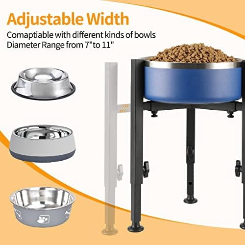 Single Dog Bowl Stand,Tall Dog Food Stand Adjustable Wide 7-11" Heights 14.5",Metal Elevated PET Bowl Holder Raised Water Feeder for Medium,Large Dog(Bowl Not Included)