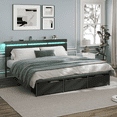 thumbnail image 4 of Satifur King Size Bed Frame with 3 Drawers & LED Lights & Charging Station, Beds with Headboard & 10.10" Under Bed Storage, No Box Spring Needed, Easy Assembly, Black, 4 of 10