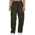 thumbnail image 3 of GrmtClth Men's Cargo Sweatpants Pants Wide Leg Sweat Pants Fall Baggy Y2K Parachute Pants with Pockets Army Green M, 3 of 6
