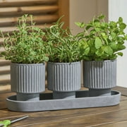 Better Homes & Gardens 4-Piece Ceramic Herb Planter, Gray