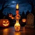 thumbnail image 5 of JHyouerji Candlestick Lamp,Skeleton Hand Skull LED Candlestick Lamp, Flickering Spooky Tabletop Ornament for Mantel Haunted House Indoor Halloween Party Home Decor, 5 of 6