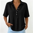 thumbnail image 5 of Kezqiaxn Plus Size Shirts for Women Short Sleeve Collared Button Down Shirts Business Dressy Work Blouses Summer Clothes, 5 of 6