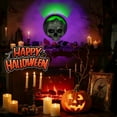 thumbnail image 6 of Halloween Wall - Mounted Skull Decor with Green LED Backlight, Textured Skull Design & Round Black Base for Spooky Ambiance, 6 of 8