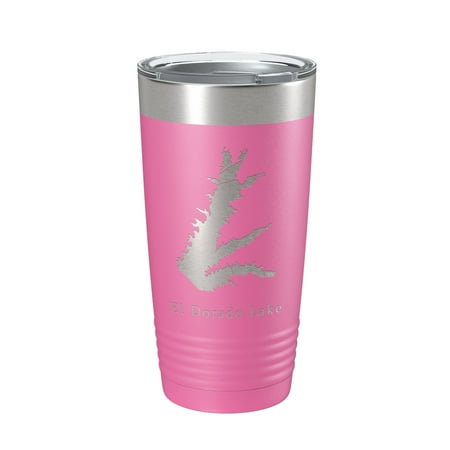 

El Dorado Lake Map Tumbler Travel Mug Insulated Laser Engraved Coffee Cup Kansas 20 oz Pink